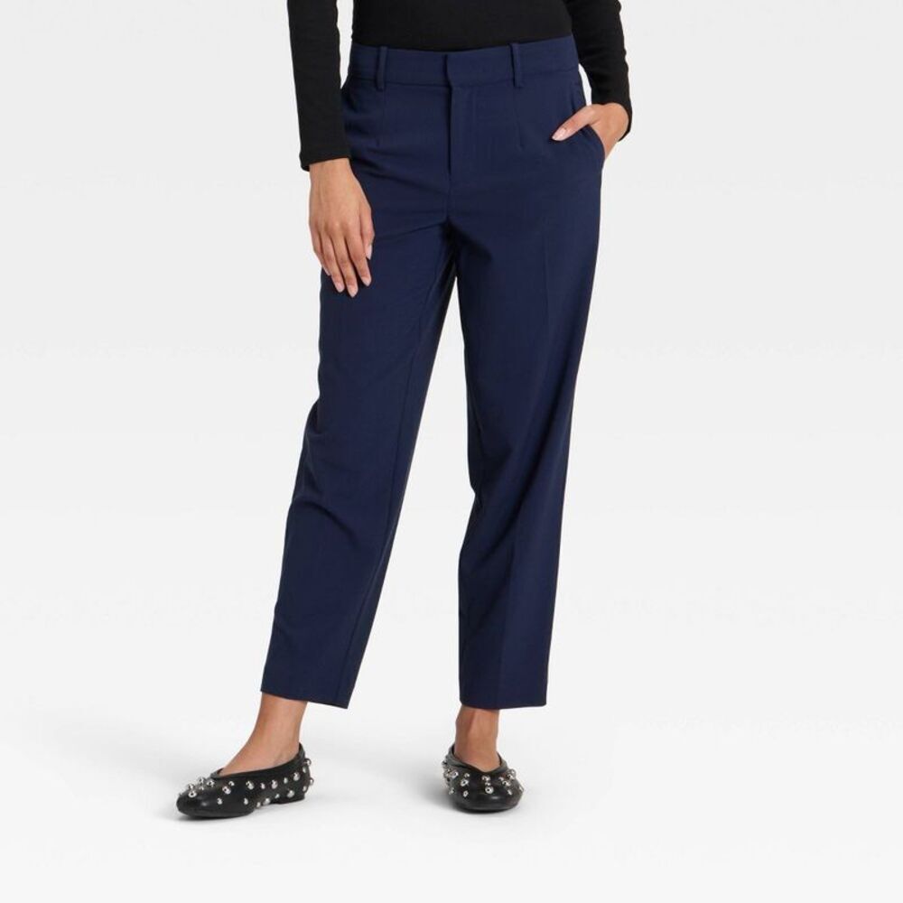 Women's Tapered Ankle Pants - A New Day Navy 12